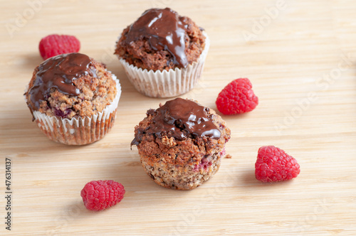 Keto diet muffins with almond flour, coconut flour and sour cherries