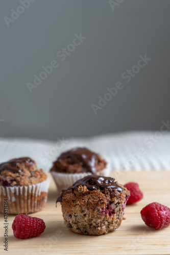Keto diet muffins with almond flour, coconut flour and sour cherries