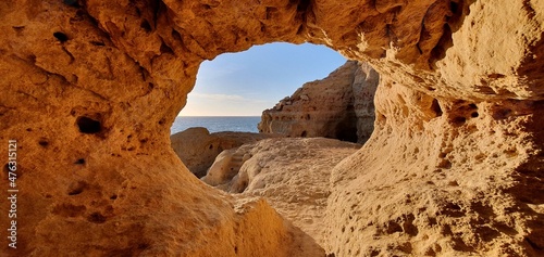 portugal algarve höhle meer carvoeiro algar seco fels