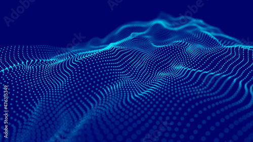 Abstract dynamic background with wave. Big data. 3D