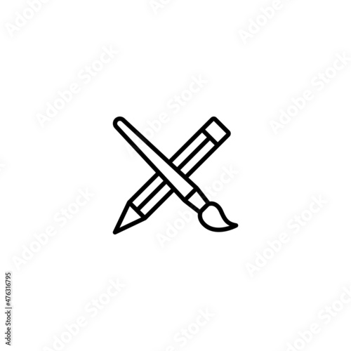 Pencil with paintbrush icon  art icon vector