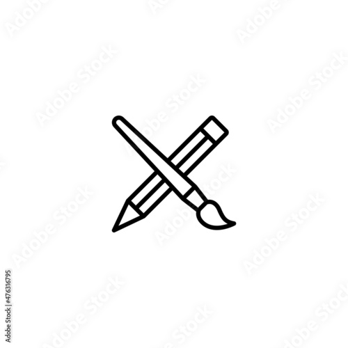 Pencil with paintbrush icon, art icon vector