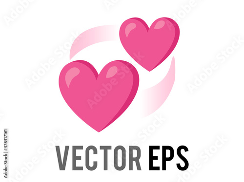 vector two revolving hearts switching places icon with circular line photo