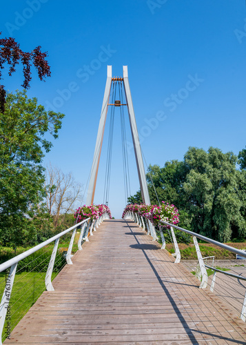 suspension bridge over the river photo