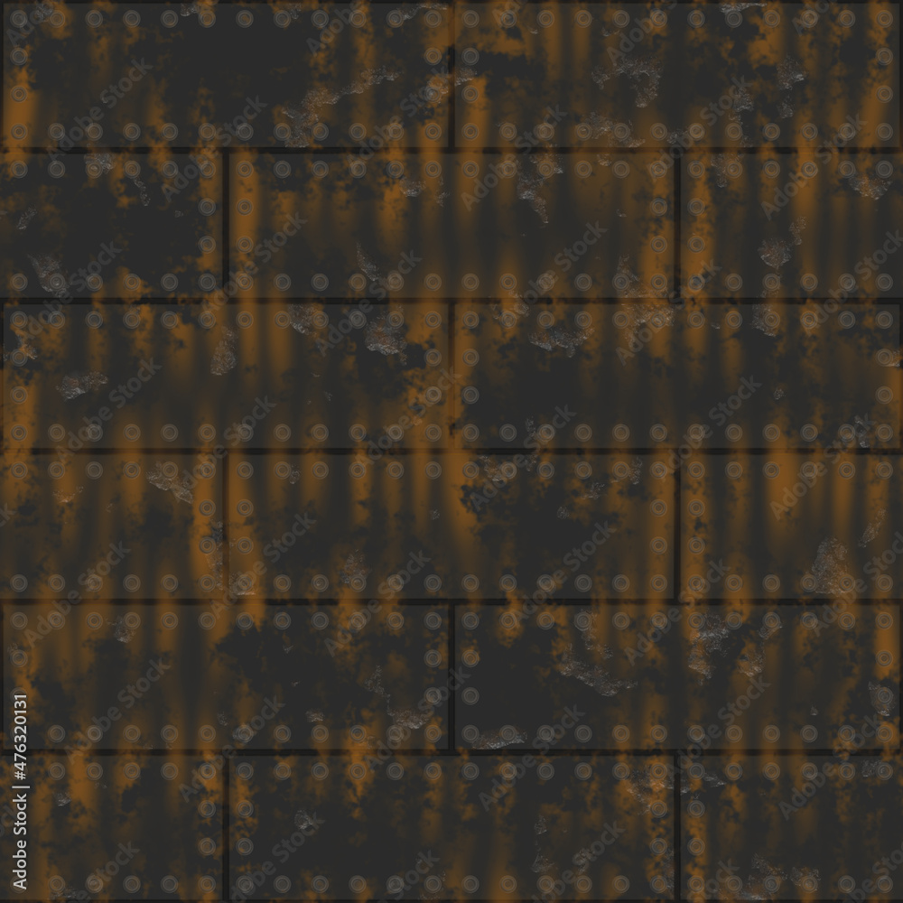 Weathered riveted metal plates. Useful for boilers, armor, hulls, ships, machinery, tanks. High resolution seamless pattern. Dark brown color, roasted Weathered riveted metal plates. Useful for boilers, armor, hulls, ships, machinery, tanks. High resolution seamless pattern. Dark brown color, roasted