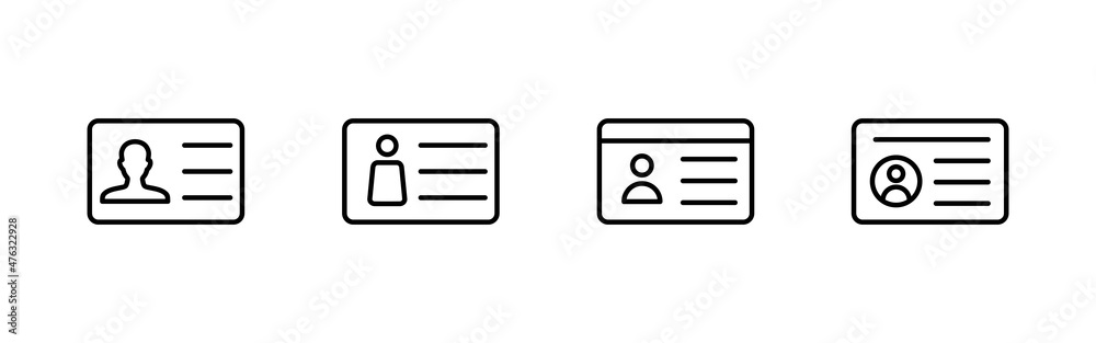 License icons set. ID card icon. driver license, staff identification card License icons set. ID card icon. driver license, staff identification card