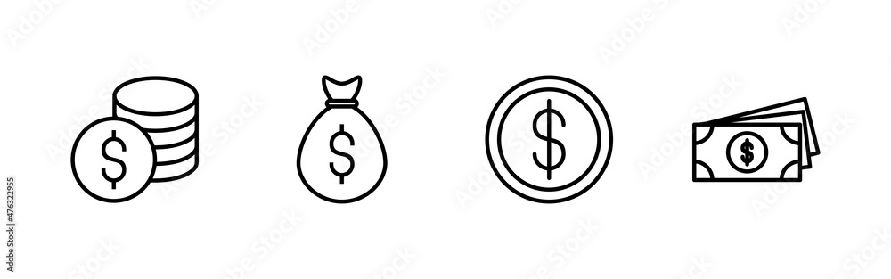 Money icons set. Money sign and symbol Money icons set. Money sign and symbol