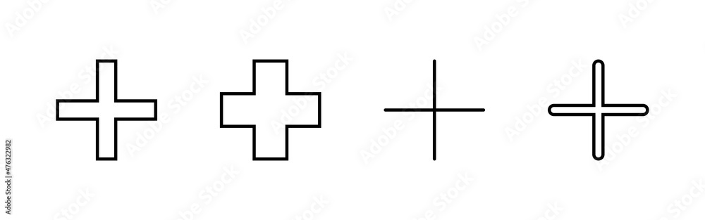 Plus Icons set. Add plus sign and symbol Plus Icons set. Add plus sign and symbol