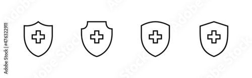 Health insurance icons set. Insurance health document sign and symbol