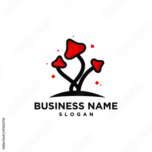 Cute Mushroom Illustration Logo vector Design