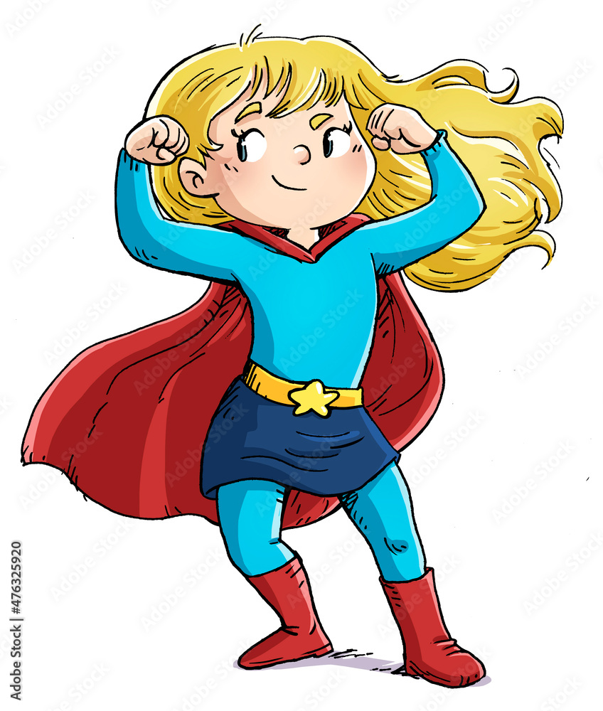 Illustration of little girl with superhero costume Illustration of little girl with superhero costume