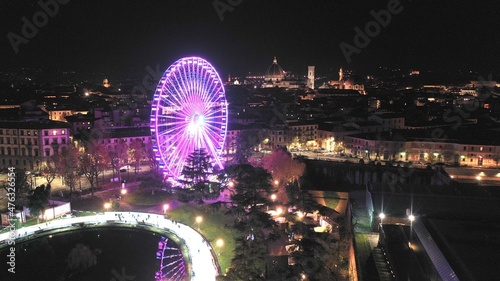 Foto notte, ruota, ruota panoramica, divertimento, parco, luce, cupola del Brunellesc