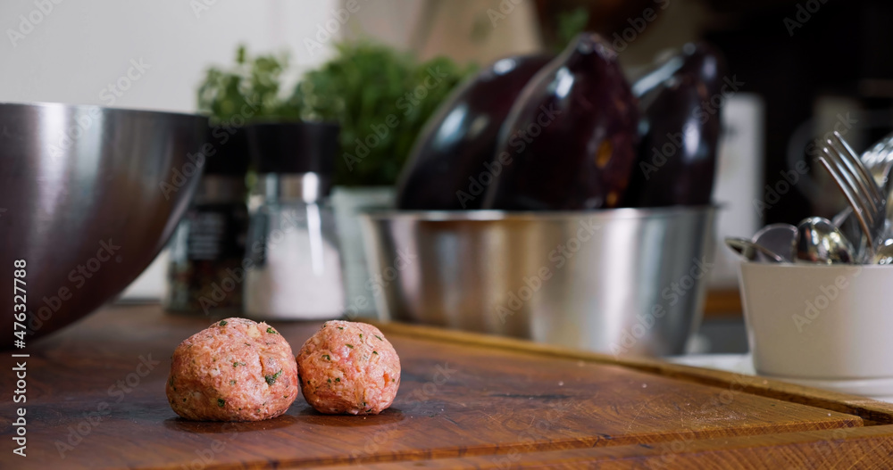 Chef Makes Mince Meatballs. Meat Cooking Tasty, Appetizing. Chef Makes Mince Meatballs. Meat Cooking Tasty, Appetizing.