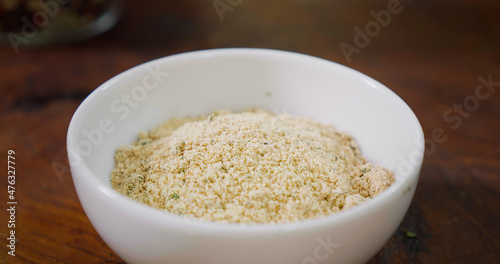 Meat spices in a bowl in the kitchen.