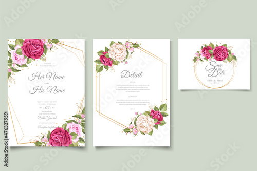 elegant watercolor floral wedding invitation card set  © lukasdedi