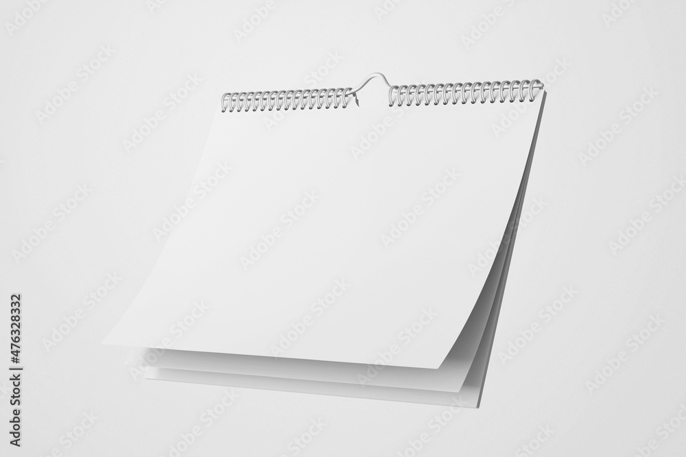 floating empty clean horizontal portrait wall spiral rings wire bound binding paper page 8.5 x 11 inches calendar realistic mockup right view clay 3d rendering 3d illustration floating empty clean horizontal portrait wall spiral rings wire bound binding paper page 8.5 x 11 inches calendar realistic mockup right view clay 3d rendering 3d illustration