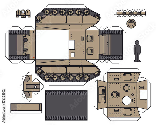 The paper model of an old sand self propelled gun