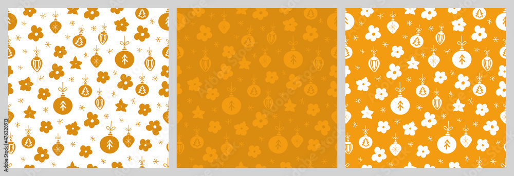 Christmas seamless pattern with isolated sketches of christmas decorations, winter flowers, snowflakes. Cute vector illustration for paper, textile, fabric, prints, wrapping, greeting cards, banners Christmas seamless pattern with isolated sketches of christmas decorations, winter flowers, snowflakes. Cute vector illustration for paper, textile, fabric, prints, wrapping, greeting cards, banners
