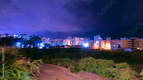 City timelapse at night. Storm timelapse at night.