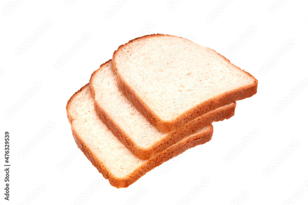 two slices of wheat bread isolated on white background. side view two slices of wheat bread isolated on white background. side view