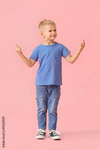 Adorable little boy in blue...