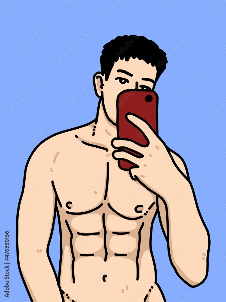 Fototapeta premium cute man cartoon on blue background