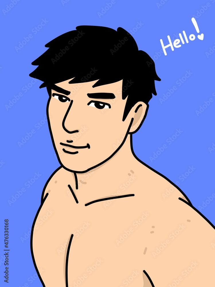 Fototapeta premium cute man cartoon on blue background