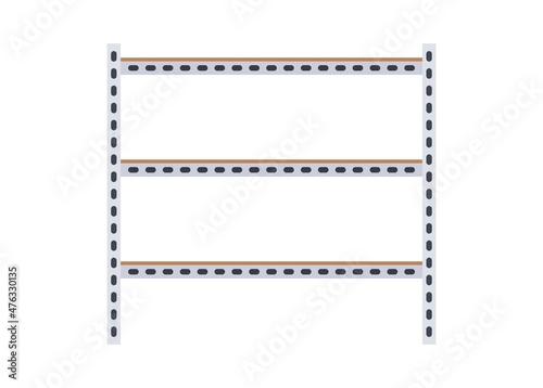 Iron shelving rack. Simple flat illustration.