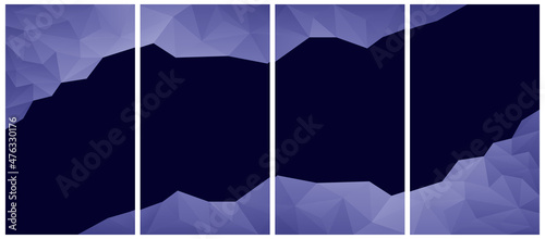 Vector abstract polygonal very peri and dark blue background. Geometric shapes. Low poly style. In the color of the year 2022. Design template banner, web design. Copyspace.
