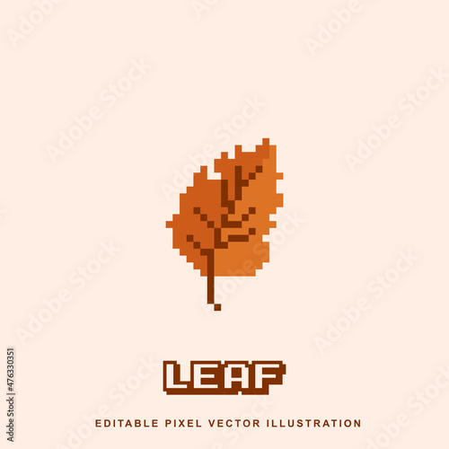 Pixel leaf icon vector illustration for video game asset, motion graphic and others