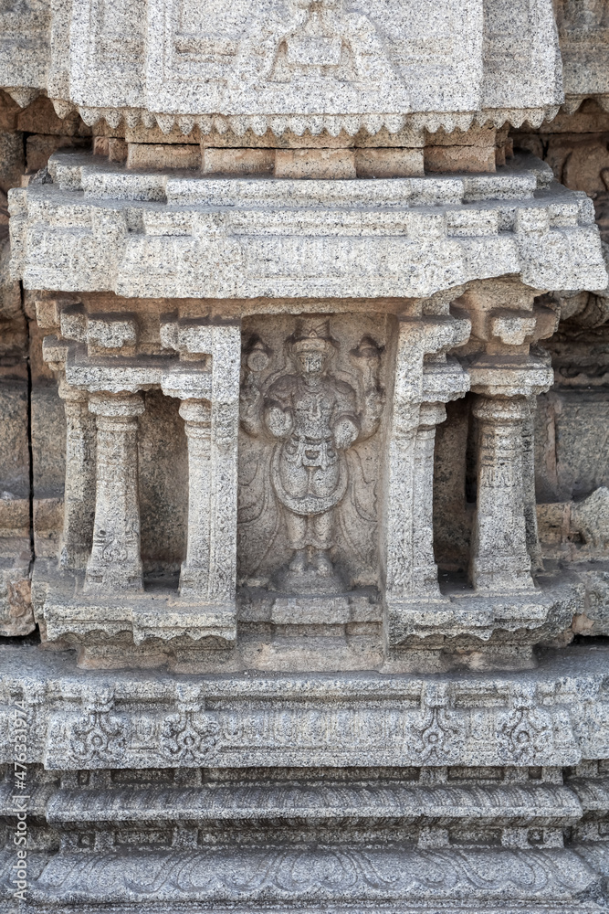 Architecture of world heritage site Hampi temple ruines in Karnataka, India