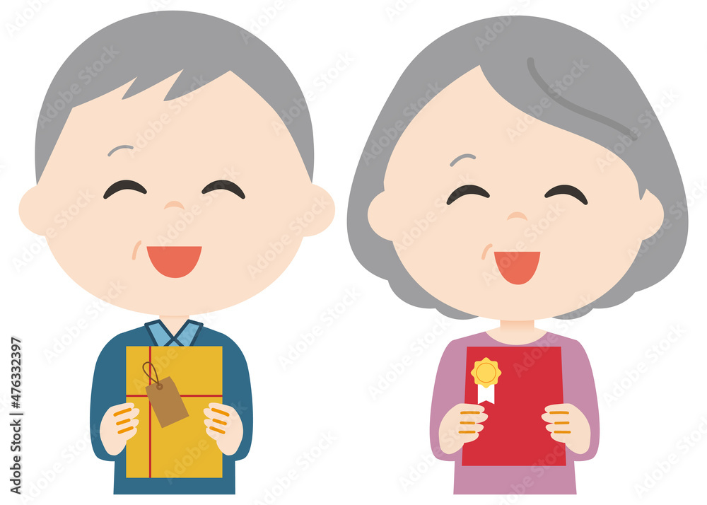 プレゼントを持った夫婦 プレゼントを持った夫婦