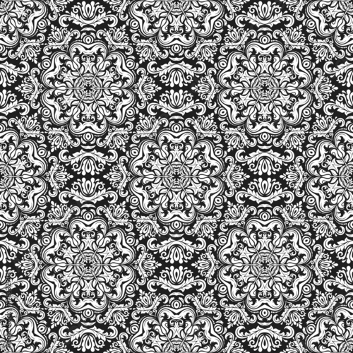 Orient classic dark pattern. Seamless abstract blacka nd white background with vintage elements. Orient background. Ornament for wallpaper and packaging
