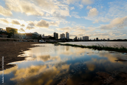 Fototapeta Naklejka Na Ścianę i Meble -  Campos dos Goytacazes - Brazil - downtown skyline - sunset and clouds - Paraiba do Sul river