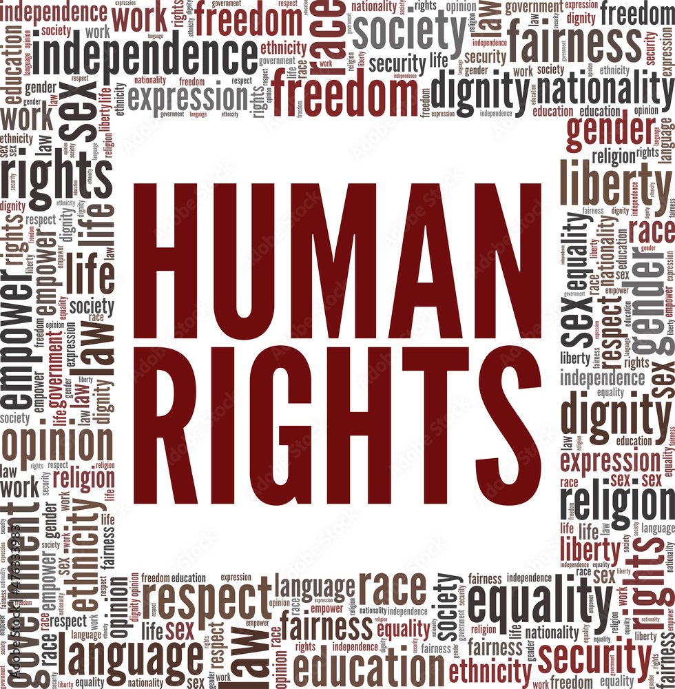 Human Rights conceptual vector illustration word cloud isolated on white background.