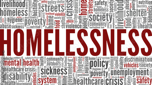 Homelessness conceptual vector illustration word cloud isolated on white background.