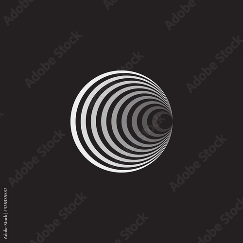 3d stripes hole tunnels gradient design symbol logo vector