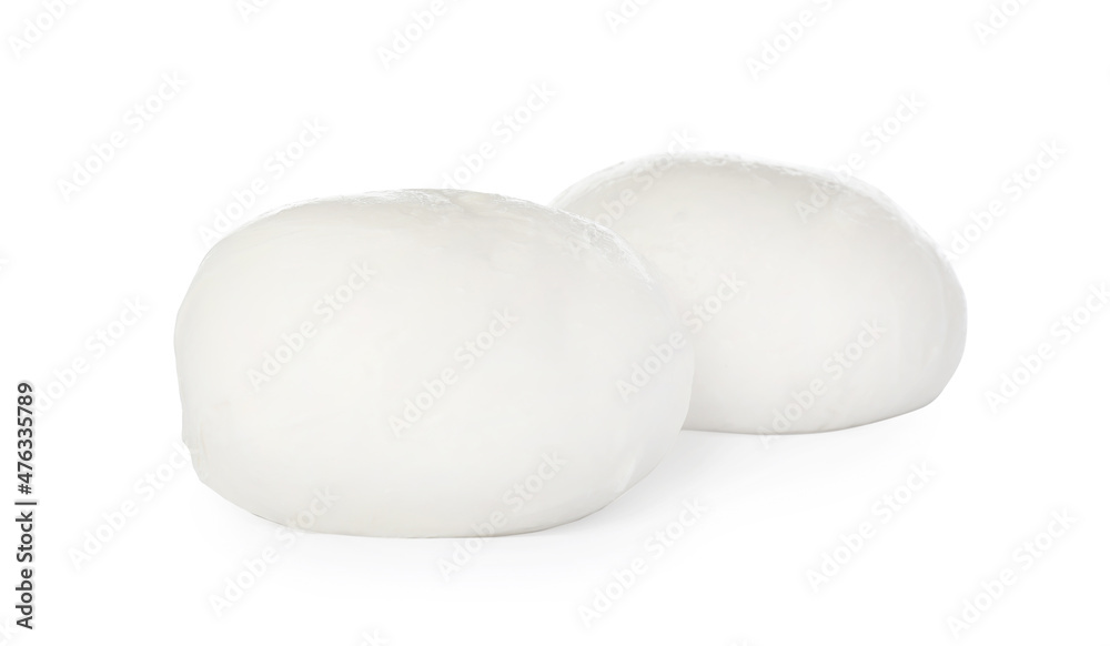 Delicious mozzarella cheese balls on white background Delicious mozzarella cheese balls on white background
