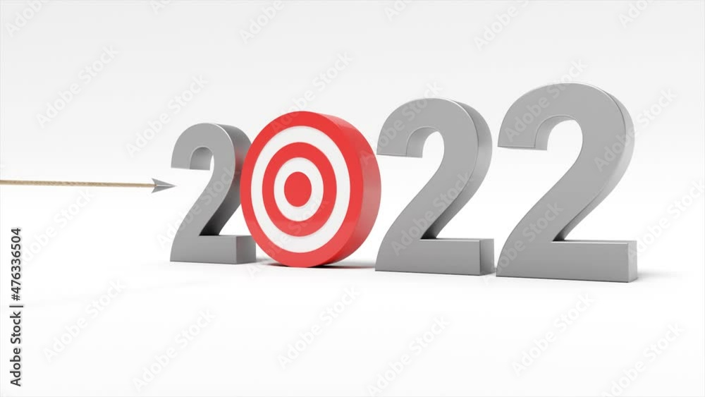 Happy New Year movie. Target for 2022. 3D animation Happy New Year movie. Target for 2022. 3D animation