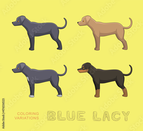 Dog Blue Lacy Coloring Variations Cartoon Vector Illustration