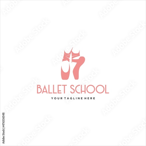 Ballet Ballerina Shoes Logo Design Vector Image