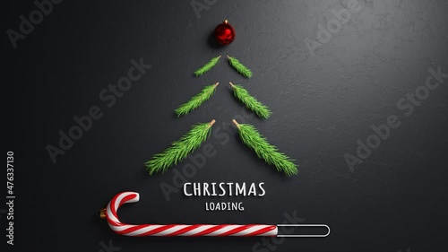 Merry Christmas loading concept with candy cane
