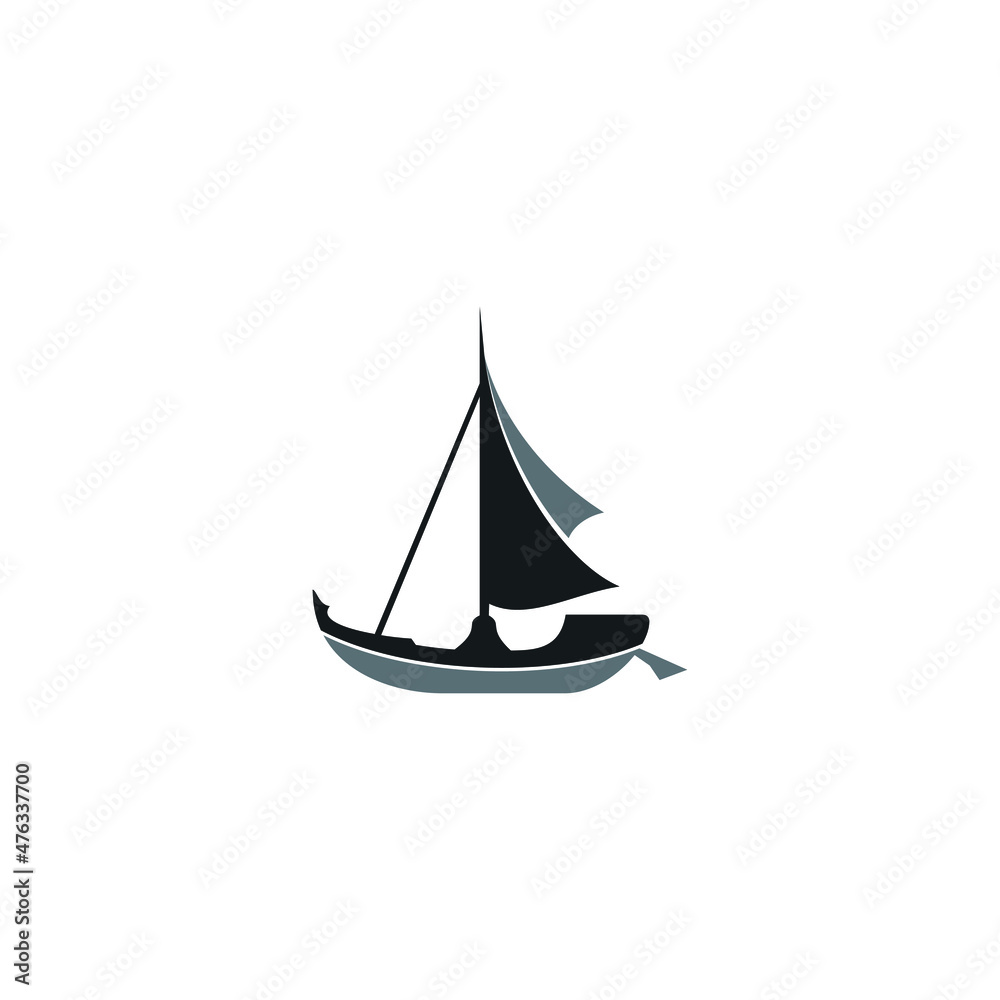 Illustration of a simple silhouette sailboat, perfect for an icon or complement to your product advertisement