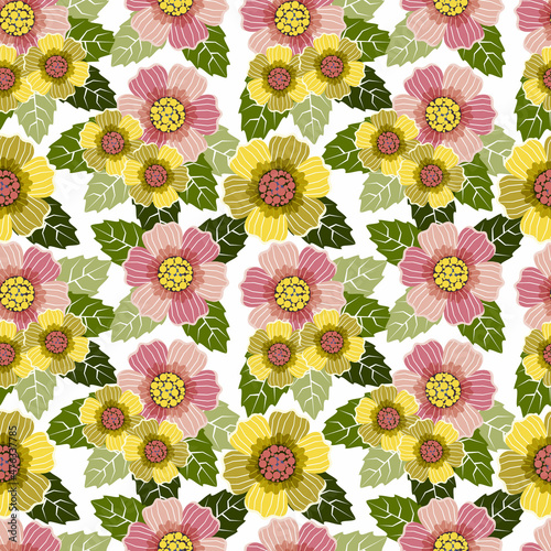 Pattern Botanical flowers and leaves background.
