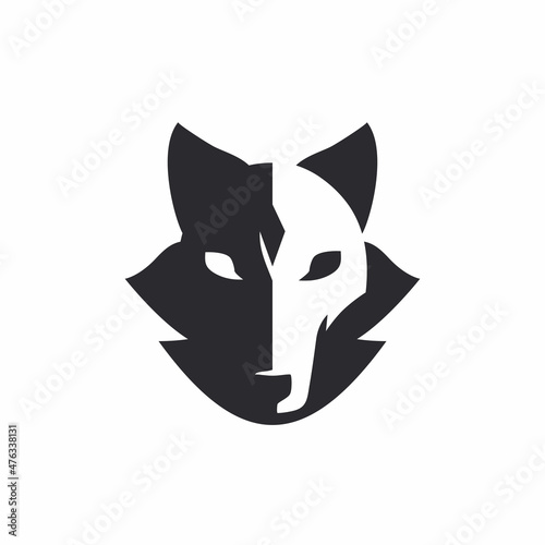 Wolf head mark symbol icon vector illustration template. Animal logo isolated on white background.
