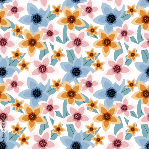 Pattern Botanical Blossom and leaves background.