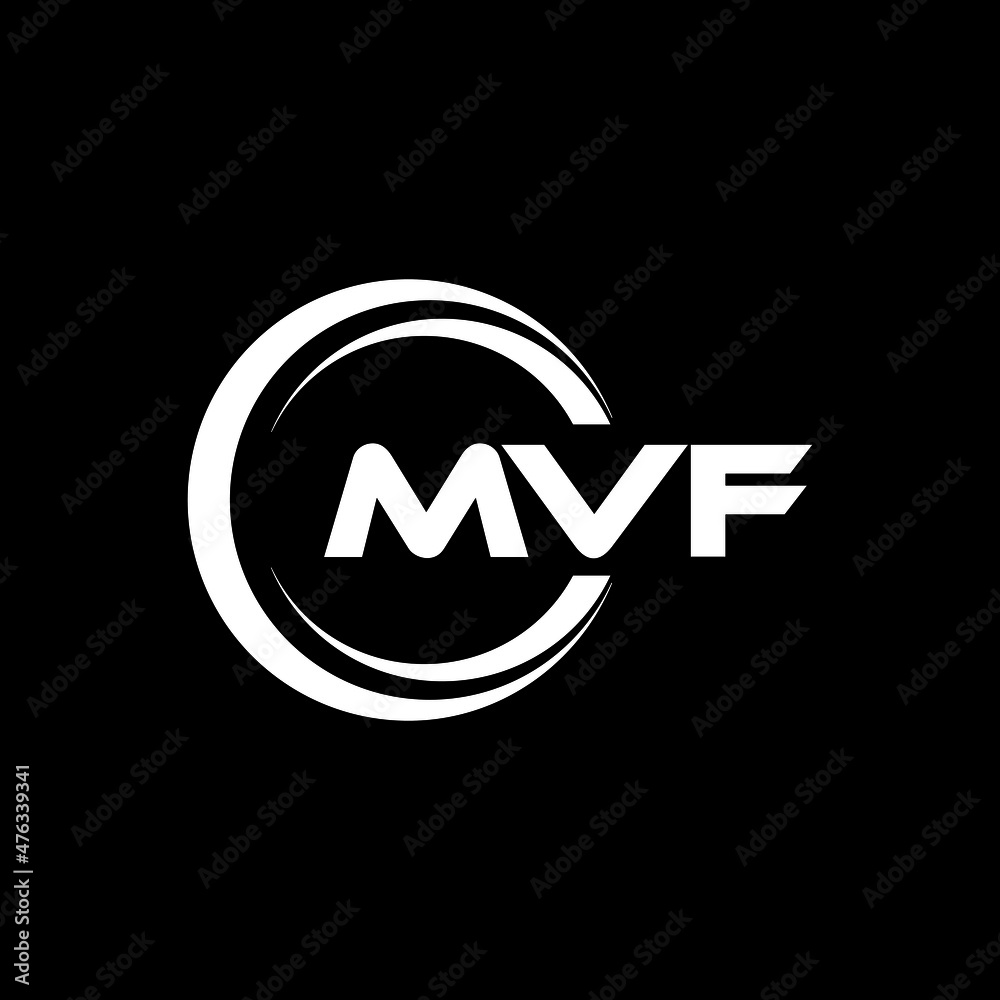 MVF letter logo design with black background in illustrator, vector