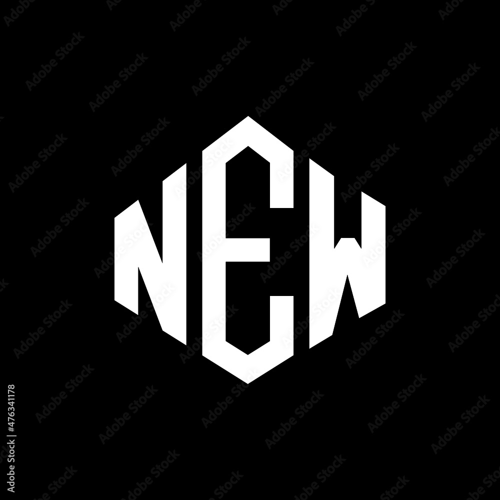 NEW letter logo design with polygon shape. NEW polygon and cube shape logo design. NEW hexagon vector logo template white and black colors. NEW monogram, business and real estate logo.