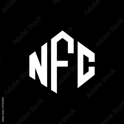 NFC letter logo design with polygon shape. NFC polygon and cube shape logo design. NFC hexagon vector logo template white and black colors. NFC monogram, business and real estate logo.