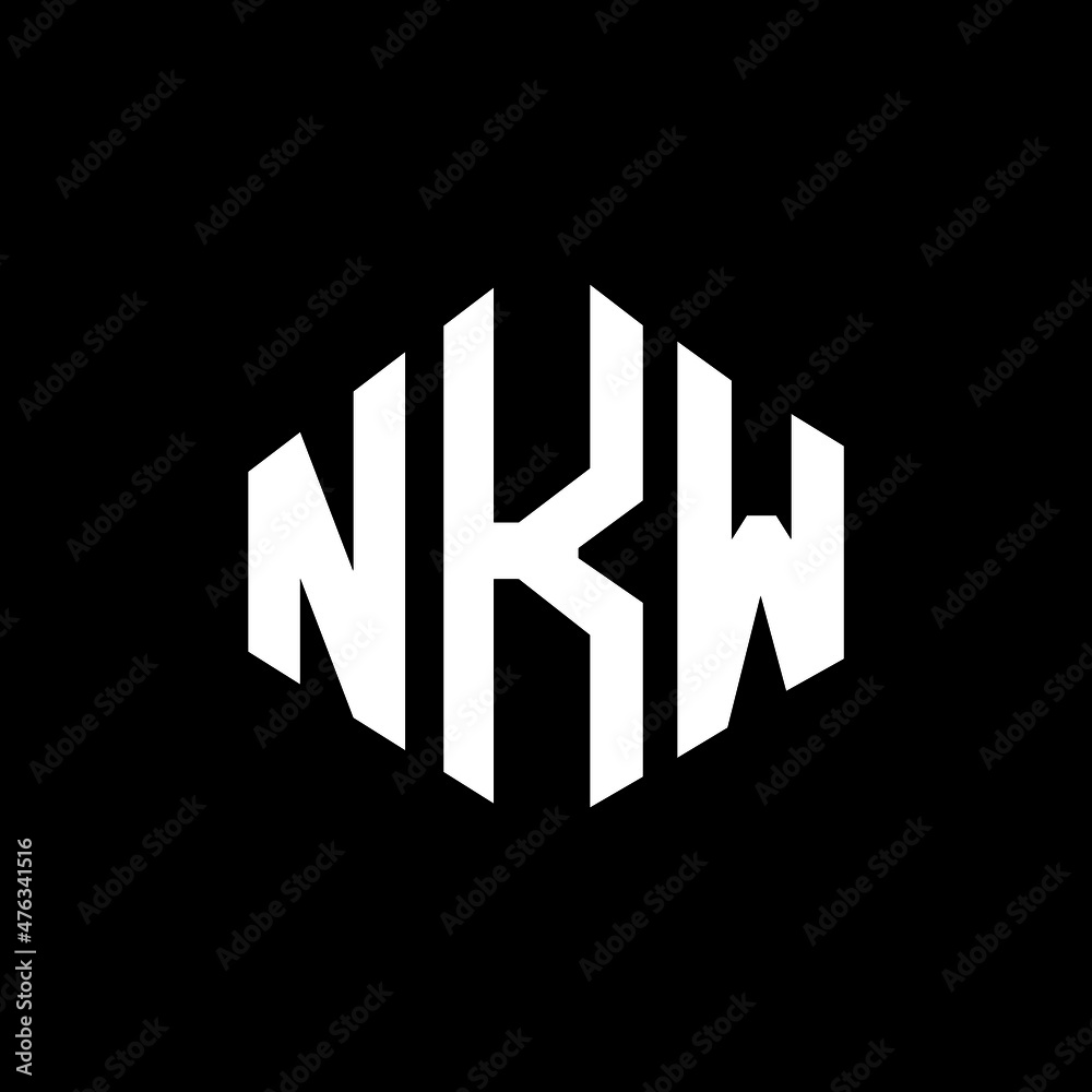 NKW letter logo design with polygon shape. NKW polygon and cube shape logo design. NKW hexagon vector logo template white and black colors. NKW monogram, business and real estate logo.